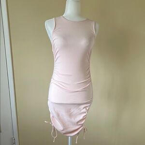 Pink Sleeveless Ruched Dress